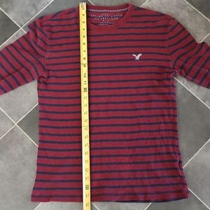 American Eagle Outfitters Red and Blue Striped Long Sleeve Tee